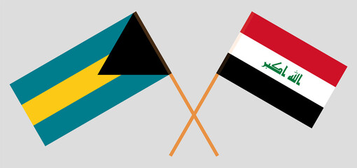 Crossed flags of Iraq and Bahamas