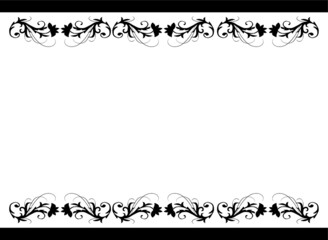 White background with black pattern for box, packaging. Pattern of flowers and stripes. Vector background.