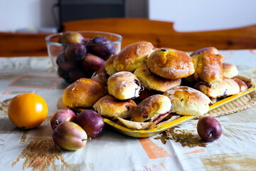 Stack of delicious homemade plum buns