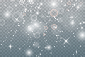Christmas background. Powder dust light white PNG. Magic shining white dust. Fine, shiny dust particles fall off slightly. Fantastic shimmer effect.	