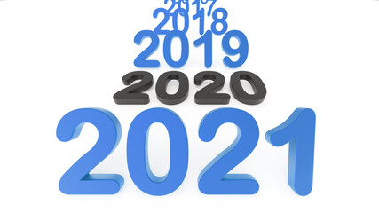 2021  new year, numbers in blue colors and 2020 black colors as a not good year
