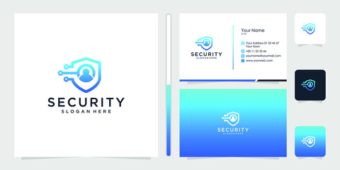 Obraz premium security logo design and business card logo design template vector