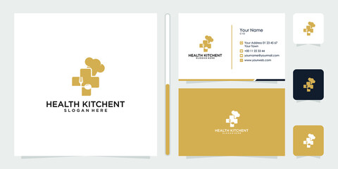 Fototapeta na wymiar health kitchent logo design and business card template vector premium