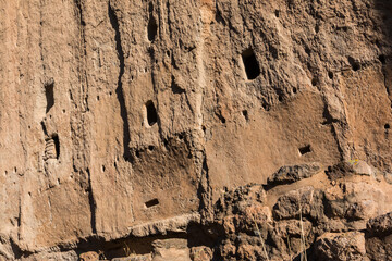 Remains of Ancient Puebloan Cave Dwellings, Bandelier National Monument, New Mexico,USA