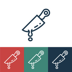 Linear vector icon with knife in blood