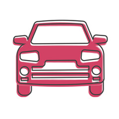 Vector car icon on  cartoon style on white isolated background.