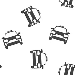 Taxi car vector icon seamless pattern on a white background.