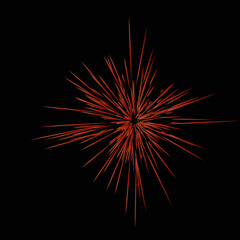 Realistic Colourful fireworks.  Vector illustration. Dynamic style. Abstract explosion, speed motion lines from the middle. Vector illustration.