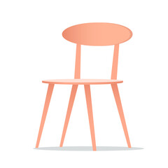 Elegant wooden chair with backrest. Cafe or home interior. Vector isolated illustration.