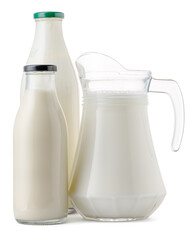 Glassware full of fresh milk isolated on white