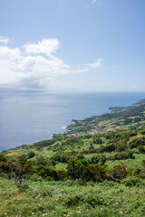 Obraz premium Walk on the Azores archipelago. Discovery of the island of sao jorge, Azores. Velas