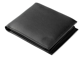 Black leather men purse isolated on a white background