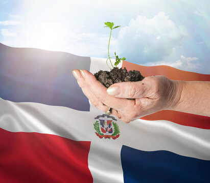 Dominican Republic growth and new beginning. Green renewable energy and ecology concept.