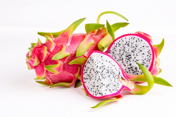 Pitaya or dragon fruit on white background