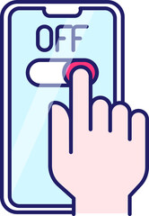 color icon, turn off the phone, button slider, hand