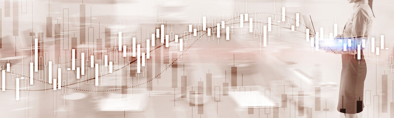 Financial Stock Market Graph. Website Economic Banner.