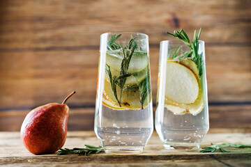 Pear rosemary cocktail with fresh pears