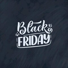 Fototapeta premium Black friday lettering in modern calligraphy style. Slogan for promotion template and sale banner. Vector