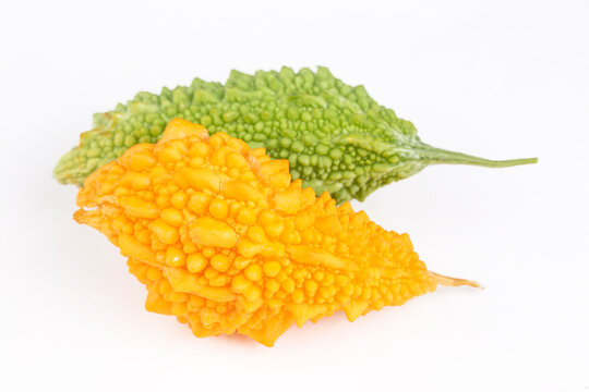 Momordica or karela (Momordica charantia)on white background (Turkish name; kudret nari)