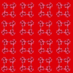 Red bow of decorative ribbon on a different background, a seamless pattern.