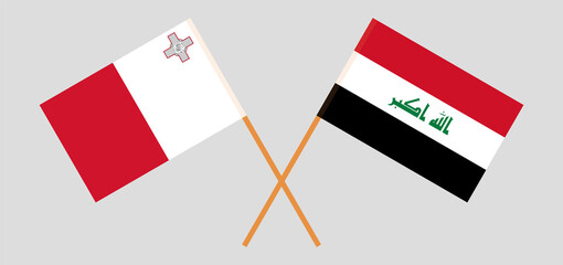 Crossed flags of Iraq and Malta