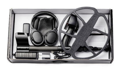 Metal detector parts isolated on white background