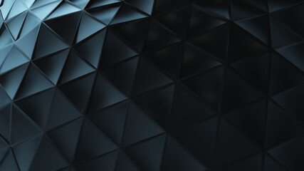 Abstract black plastic surface made from connected triangles. 3d illustration