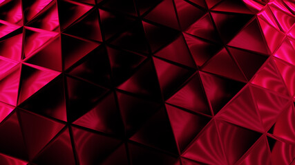 Abstract black plastic surface made from connected triangles. 3d illustration