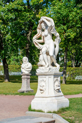 Fototapeta na wymiar Statues in Catherine park in Tsarskoe Selo (Pushkin), Saint Petersburg, Russia