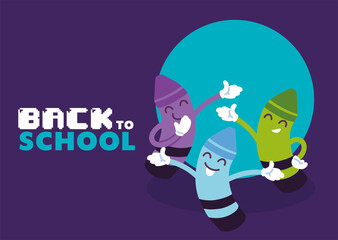 crayons cartoons of back to school vector design