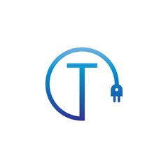 Power cable forming letter T logo