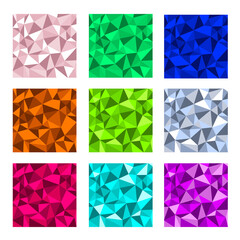 Polygonal triangle backgrounds colorful set. Vector illustration.