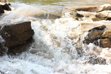 Mountain stream in Carpathians, Western Ukraine. Stones and rapids