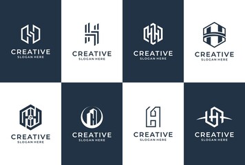 set of letter H logo design. collections of letter H icon.