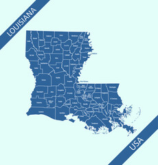 Counties map of Louisiana USA