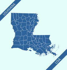 County map of Louisiana USA