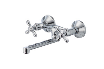 Water tap, Two handles bath faucet. Isolated, white background