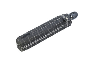 Checkered automatic umbrella in a cover isolated on white background