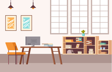 Office interior furniture workplace concept. Vector flat graphic design illustration