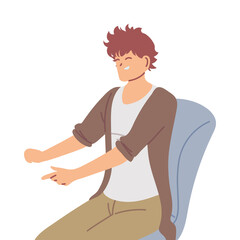 smiling young man sitting on a chair