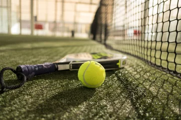 Zelfklevend Fotobehang Paddle tennis objects and court. © FotoAndalucia