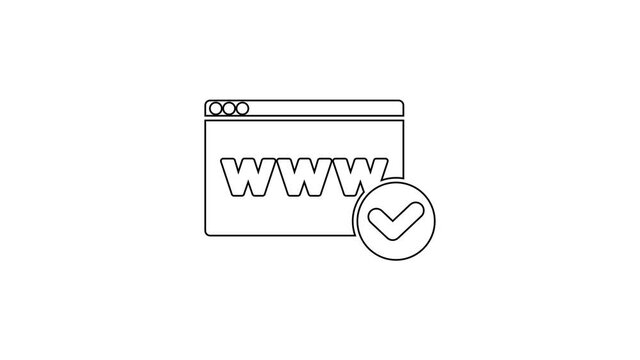 Black line Website template icon isolated on white background. Internet communication protocol. 4K Video motion graphic animation