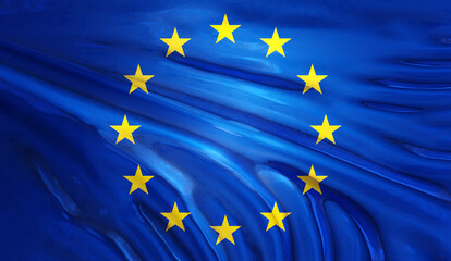 flag of europe glossy background 3d-illustration
