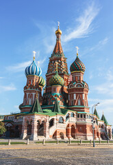 Fototapeta na wymiar St Basil`s cathedral on Red Square in Moscow, Russia, famous tourist attraction, landmark of Moscow.
