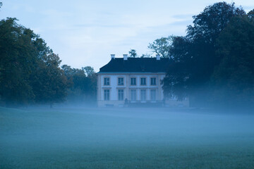 Castle in the morning fog