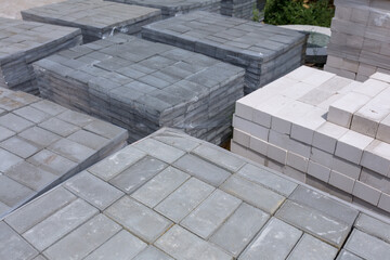 Industrial production of building materials from pressed cement mortar. High quality paving stones....