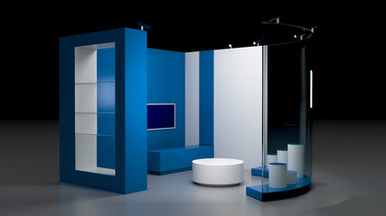 Conceptual blank store, full of copy space surfaces. Original design and 3d rendering