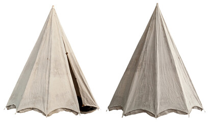 Ancient Viking military tents. Tents isolated on a white background. Isolate historic...