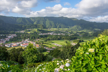 Walk on the Azores archipelago. Discovery of the island of Sao Miguel, Azores. Furnas