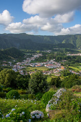 Walk on the Azores archipelago. Discovery of the island of Sao Miguel, Azores. Furnas